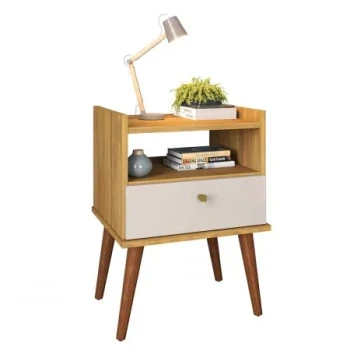 Mesa de Cabeceira 1 Gaveta Freijo/Off White